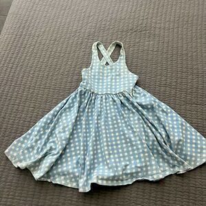 Alice + Ames The Pinafore Dress in blue check, size 6